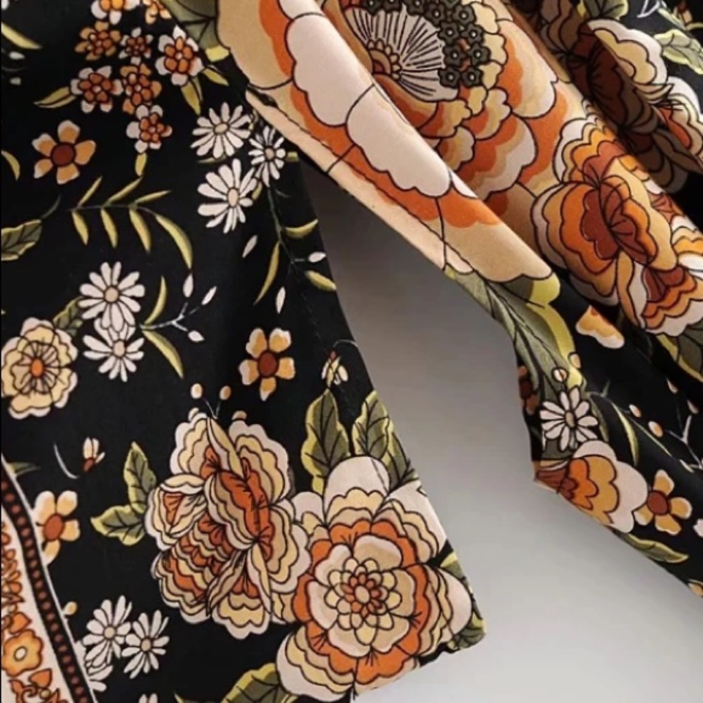 Boho Floral Long Duster Kimono Maxi Robe - Picture 7 of 8